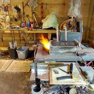 burning forge in the shop